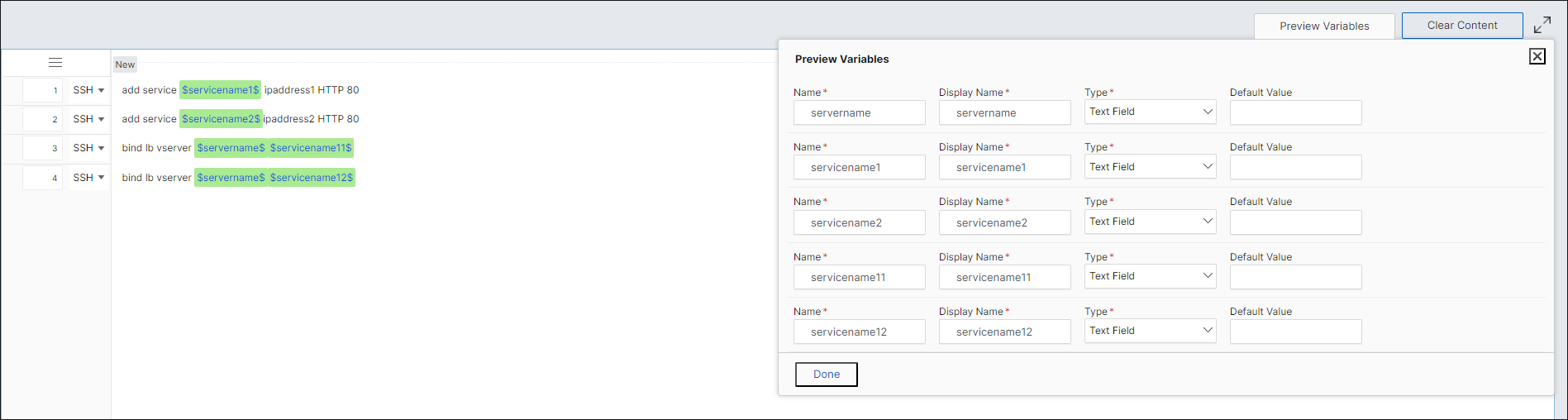Preview variables 2