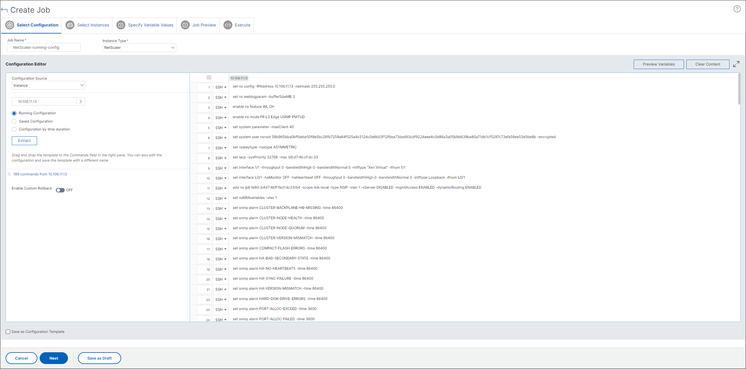 Replicate running and saved configuration