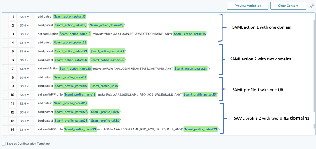 Customize template for given scenario