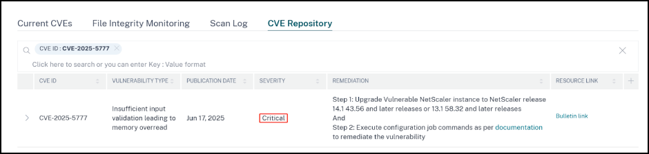 Tableau de bord des avis de sécurité pour CVE-2025-5777