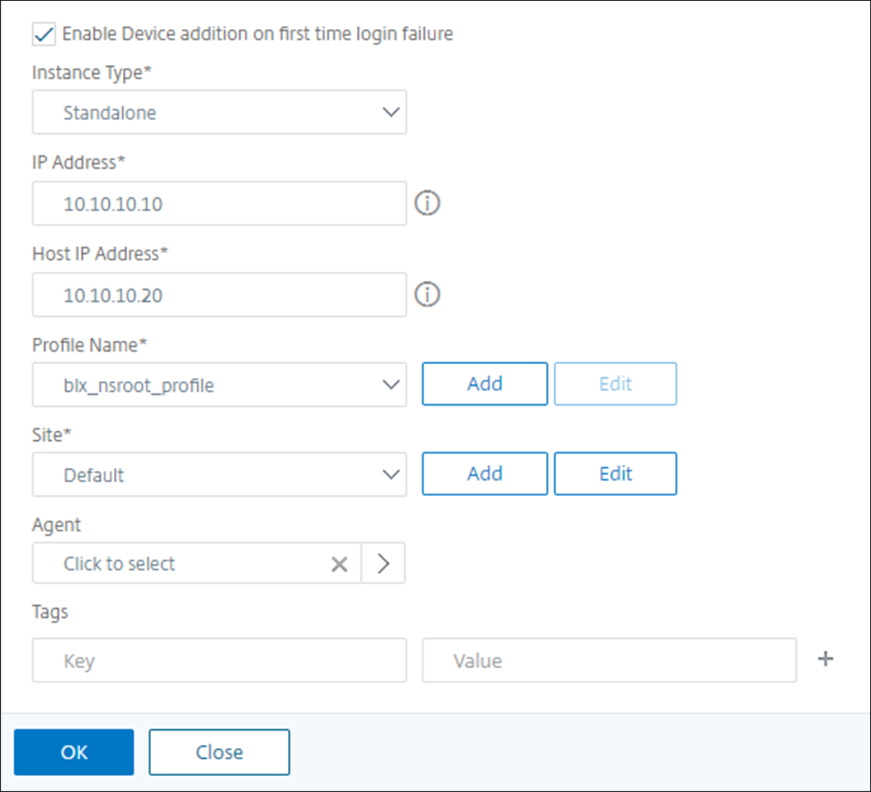 Ajouter une instance autonome NetScaler BLX à NetScaler Console