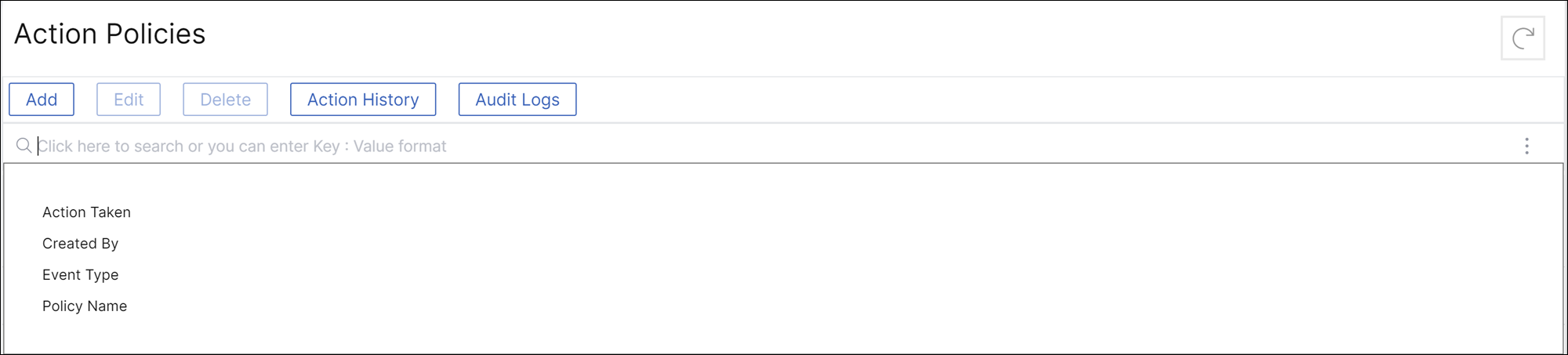 Action policy search bar