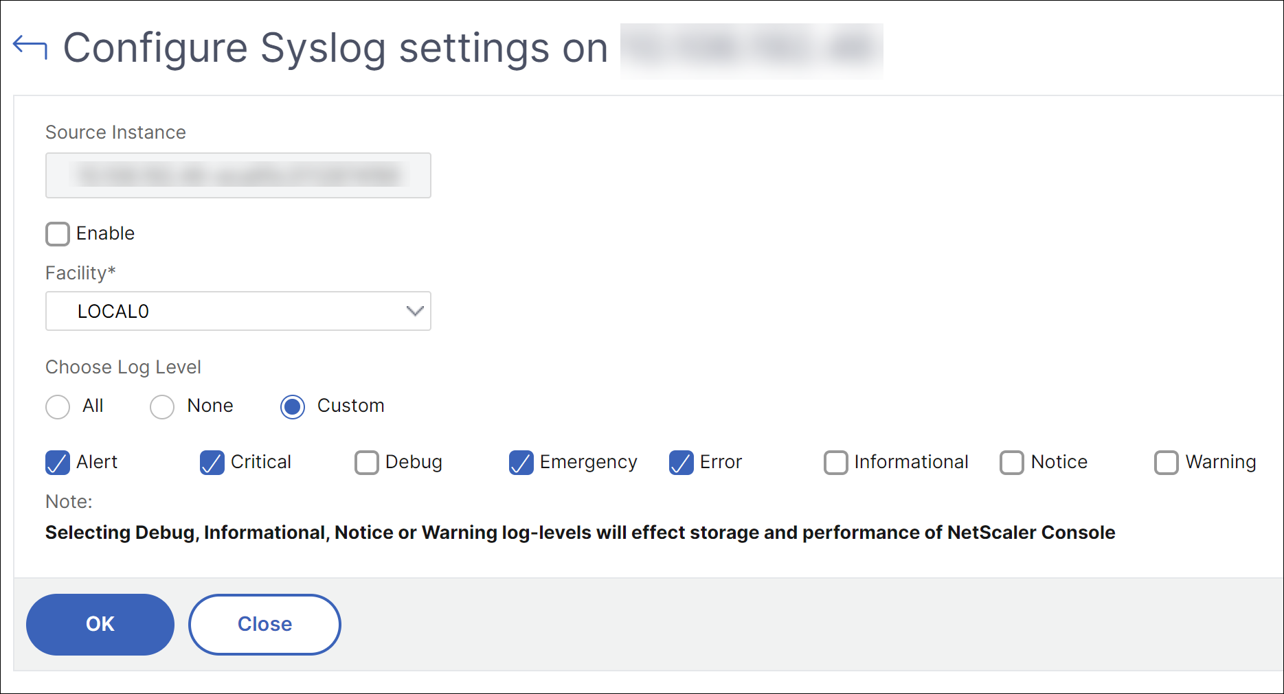 在 NetScaler Console 上配置 syslog
