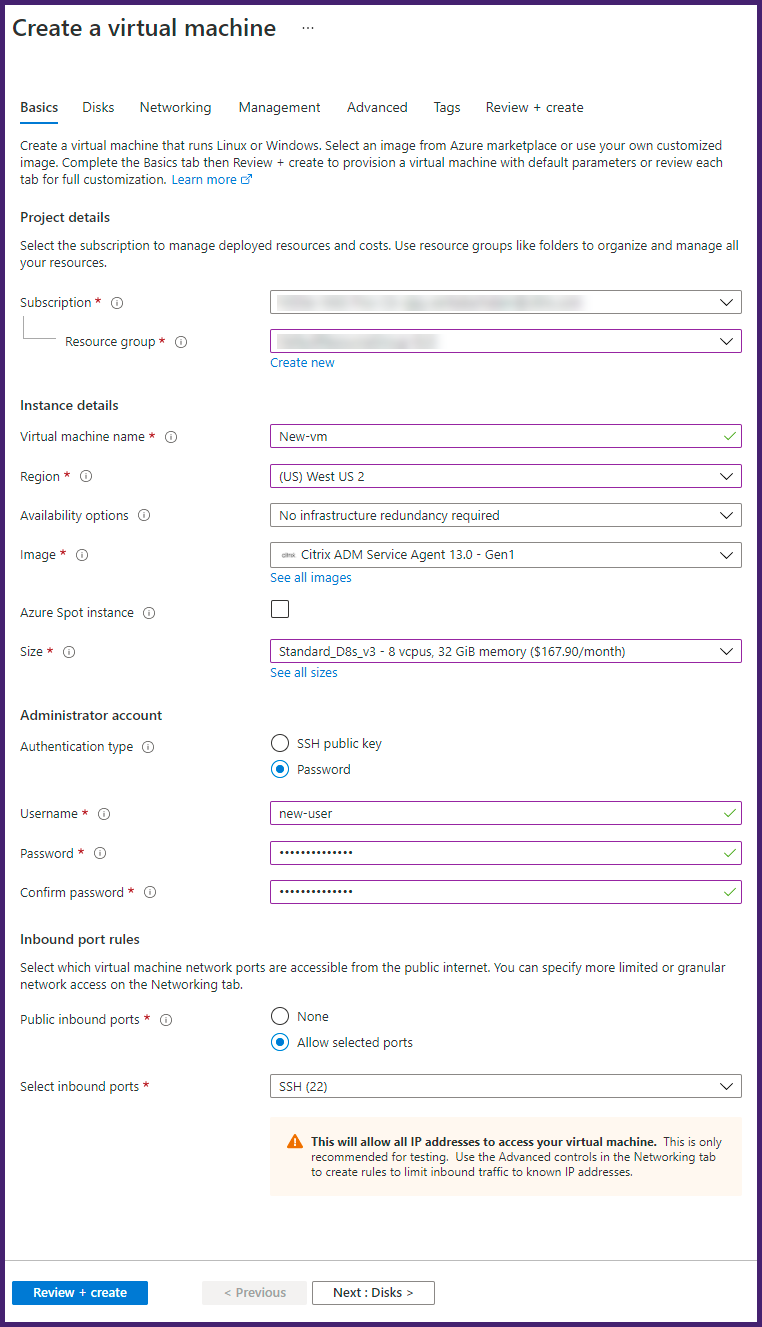 Create virtual machine