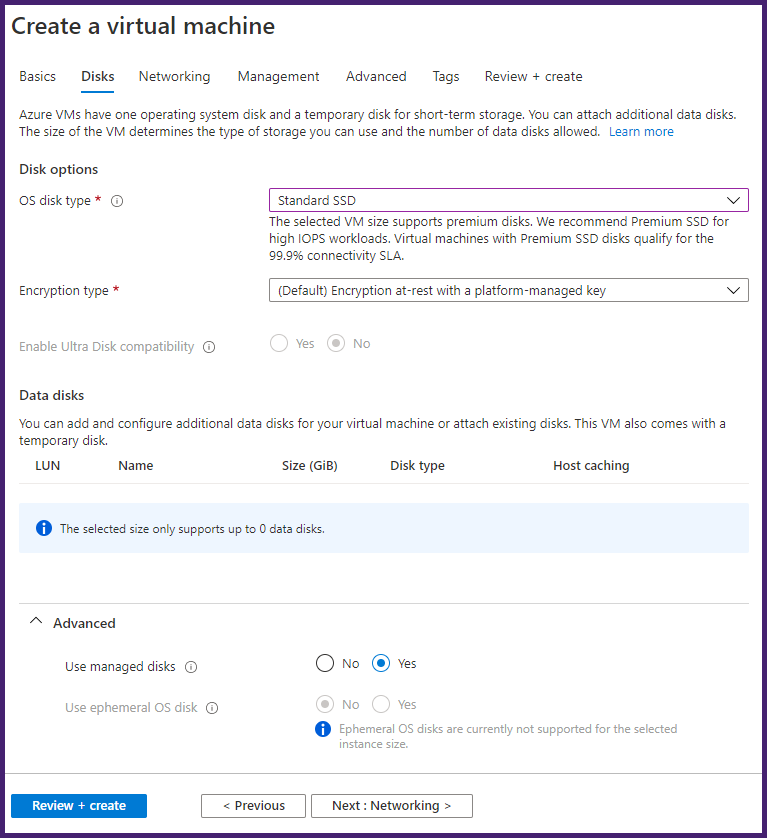 Specify disks information