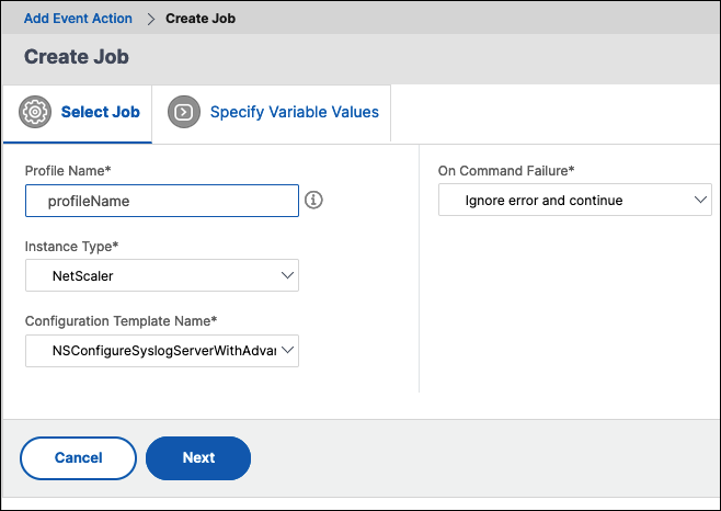 Specify variable values