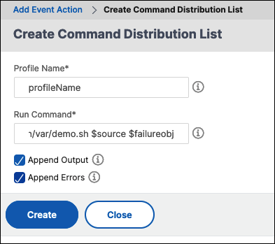 Set run command action