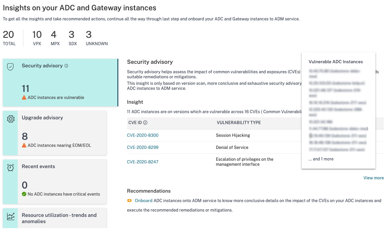 IP addresses of impacted NetScaler instance