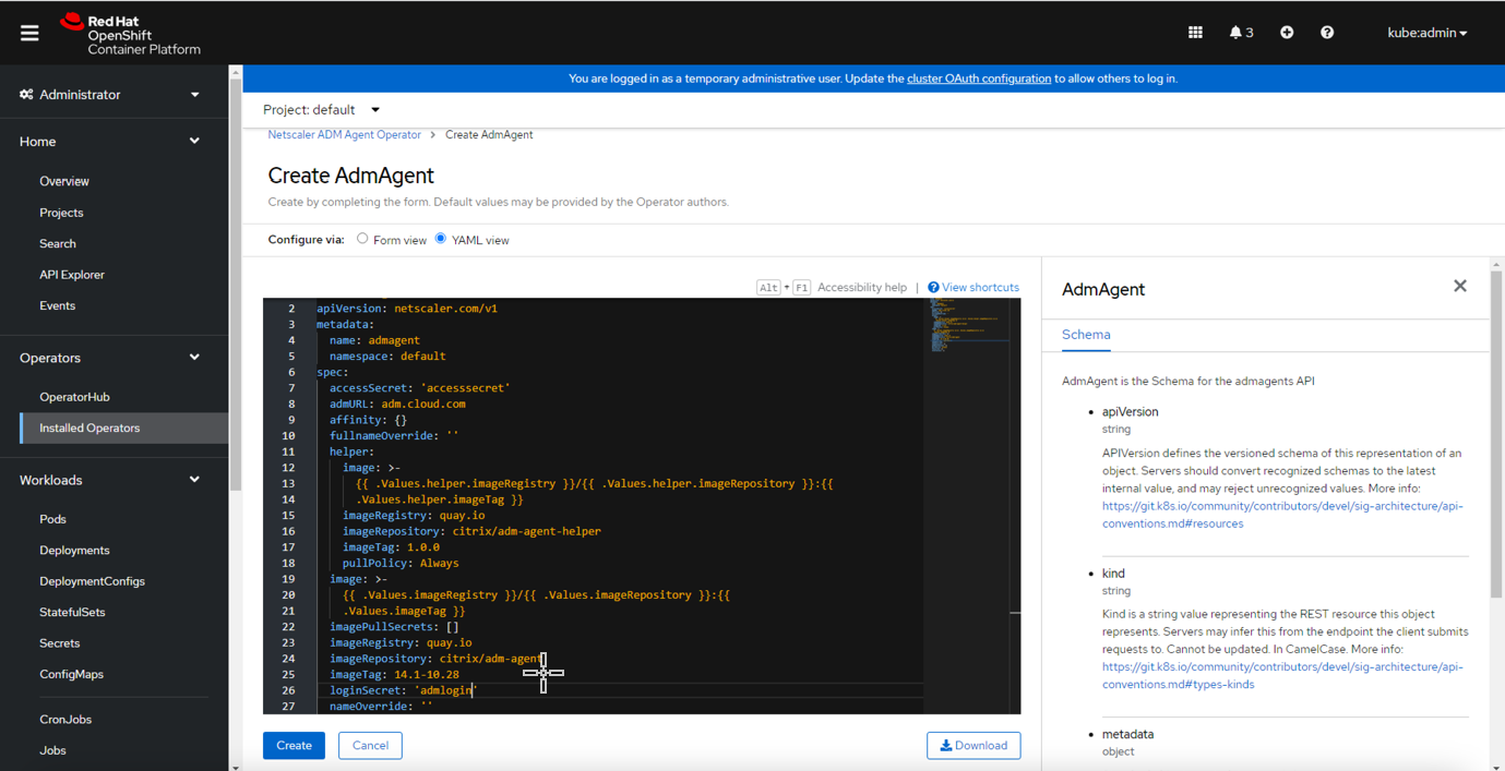 YAML view