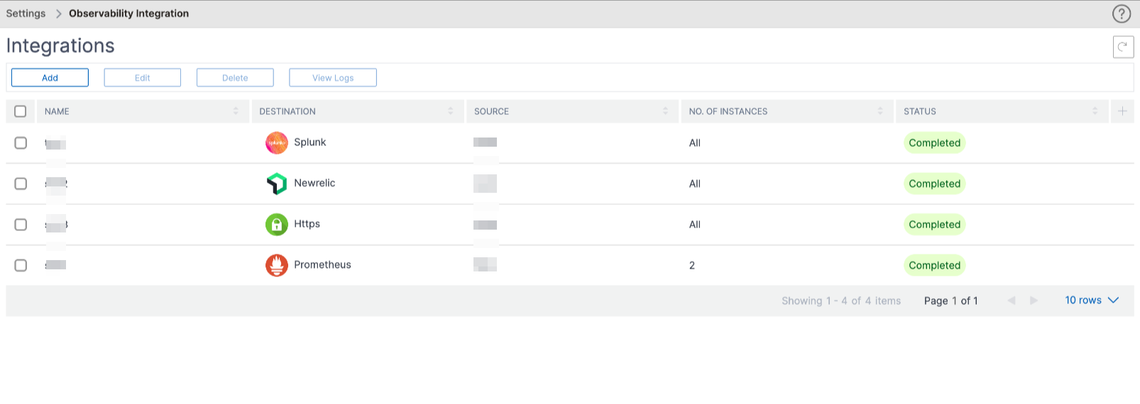 Subscriptions page