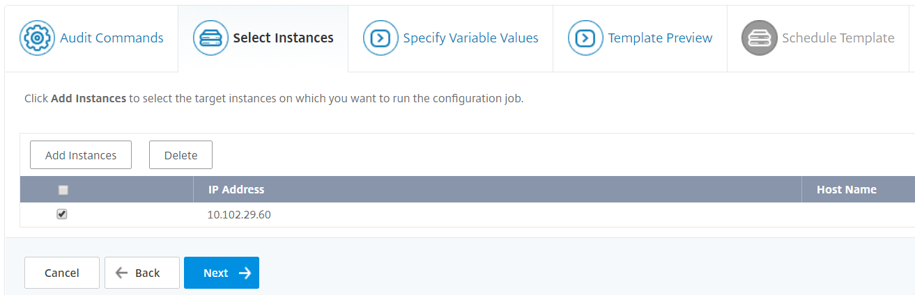 Select instances