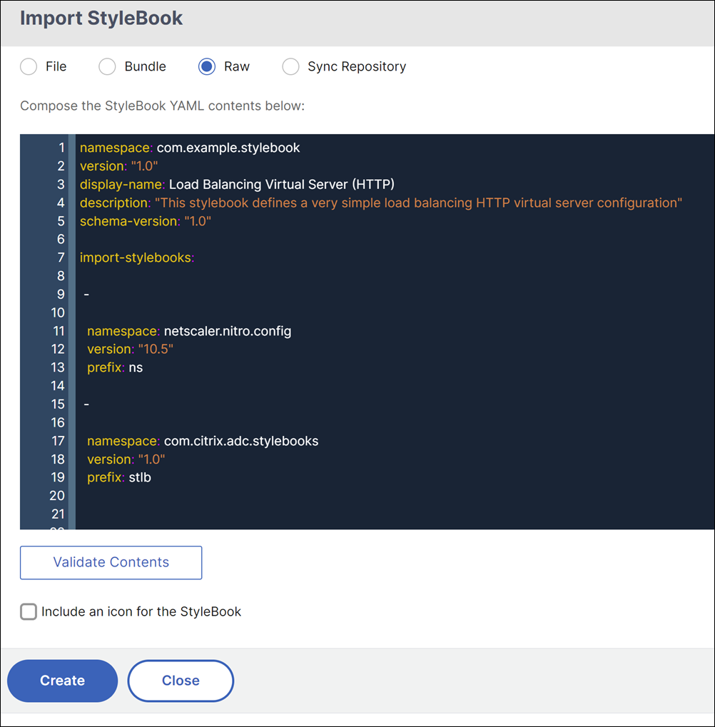 Author a StyleBook using NetScaler Console YAML editor