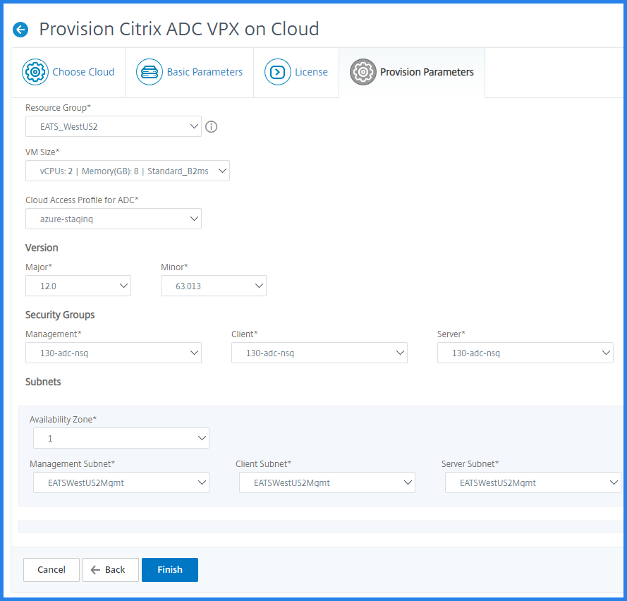 Provisionnement des paramètres de base de NetScaler VPX