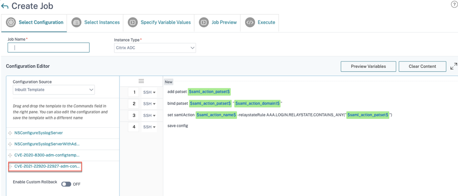 Select config