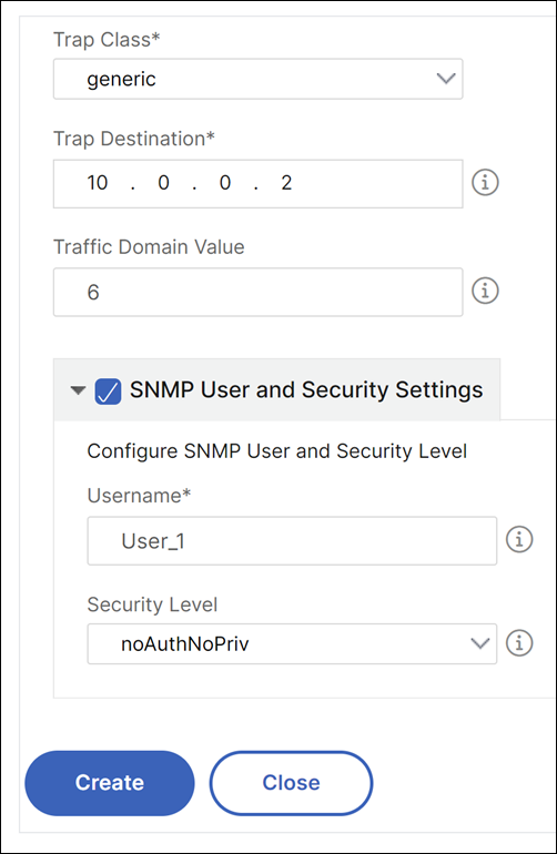 SNMPユーザーのトラップバインディング