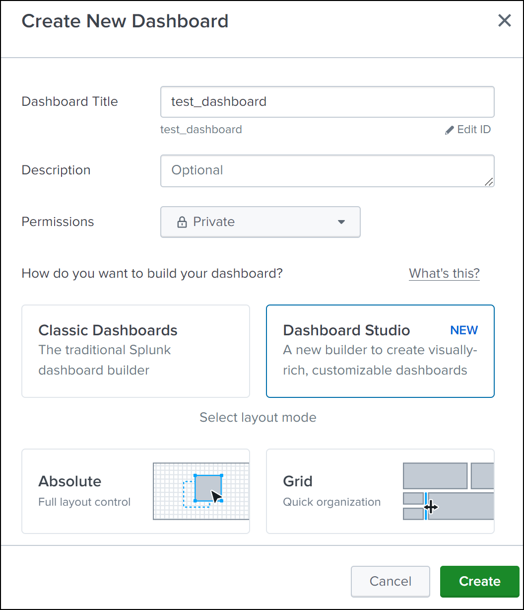 Dashboard parameters