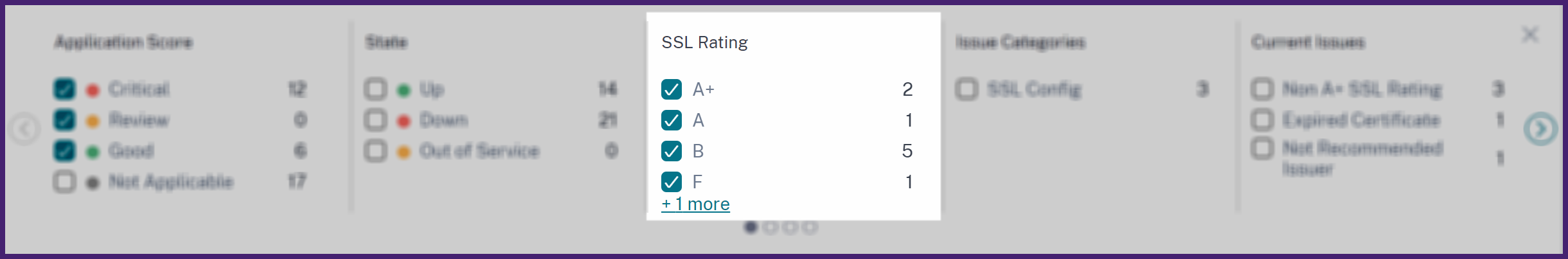 SSL評価でアプリケーションをフィルタリング