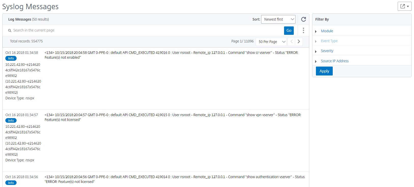 View syslog messages