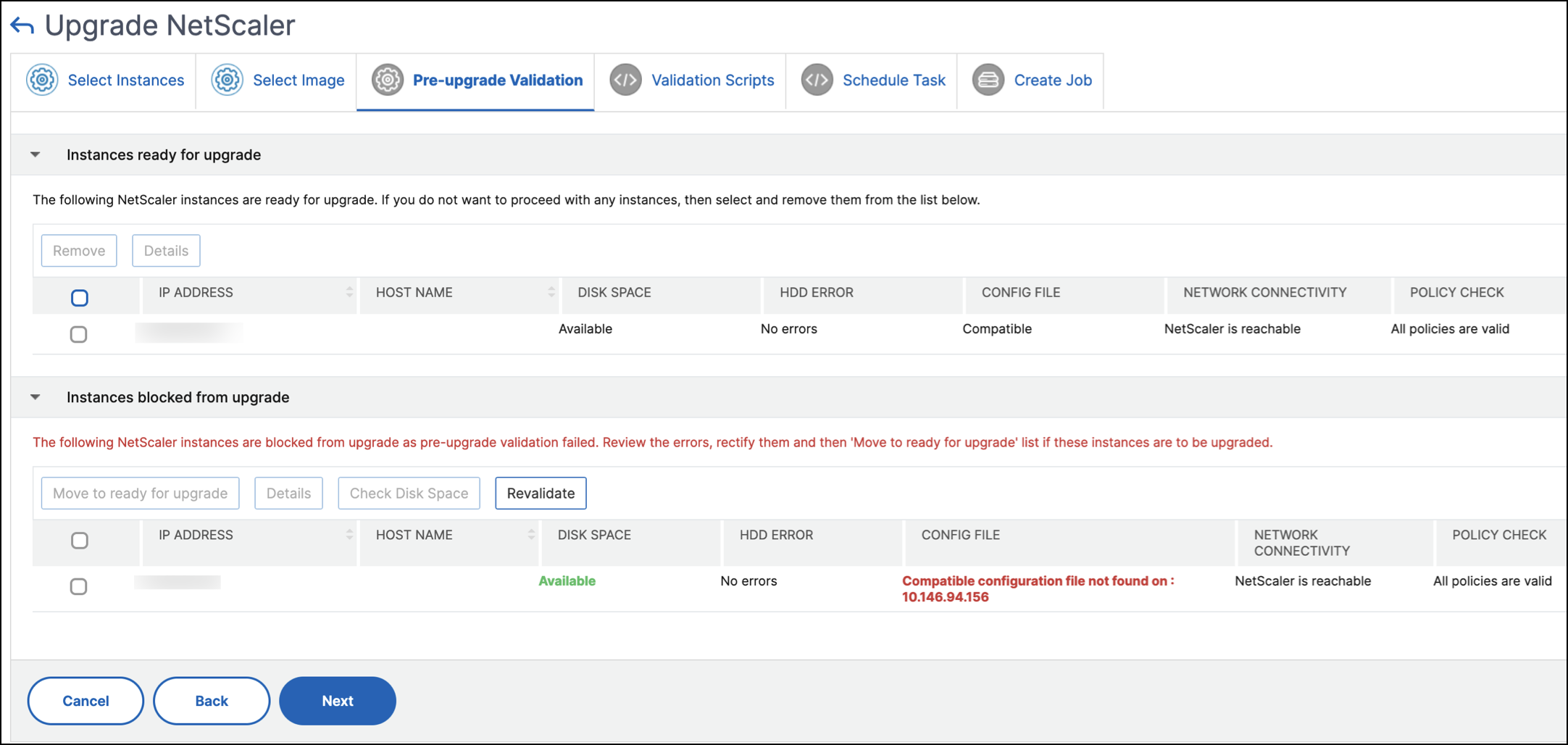 Pre-upgrade validation report
