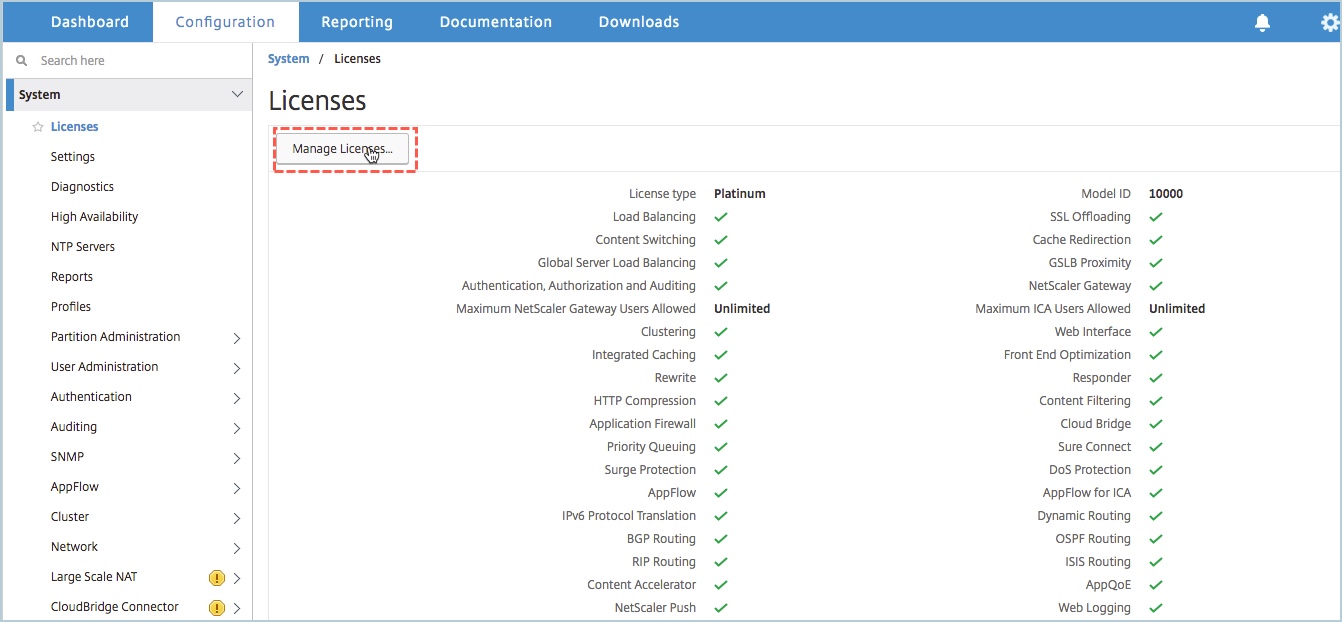 Manage licenses