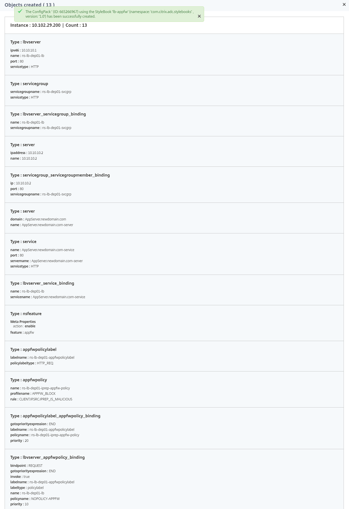 Object created on instances by WAF