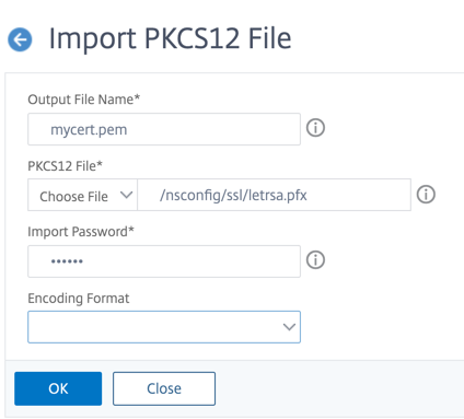 Certificate import details