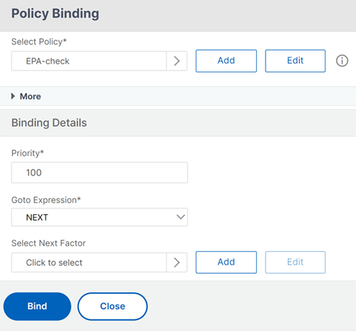 Bind policy