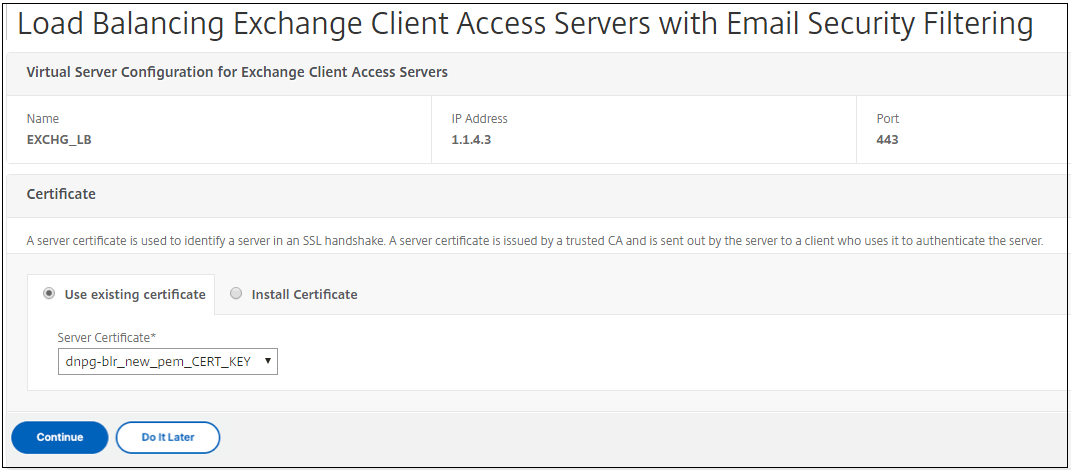Use existing certificate