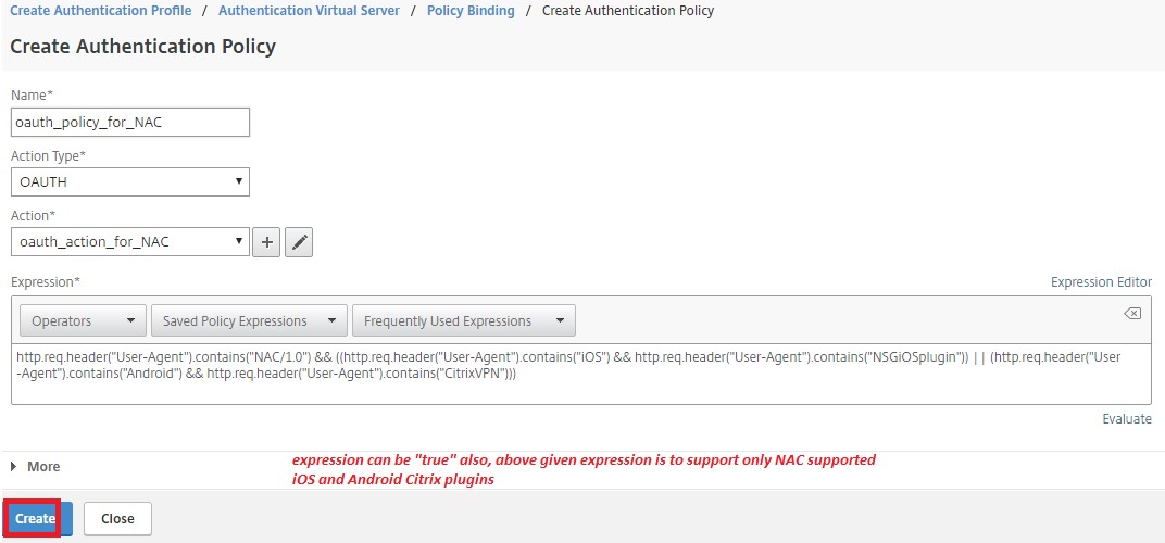 Authentication policy rule