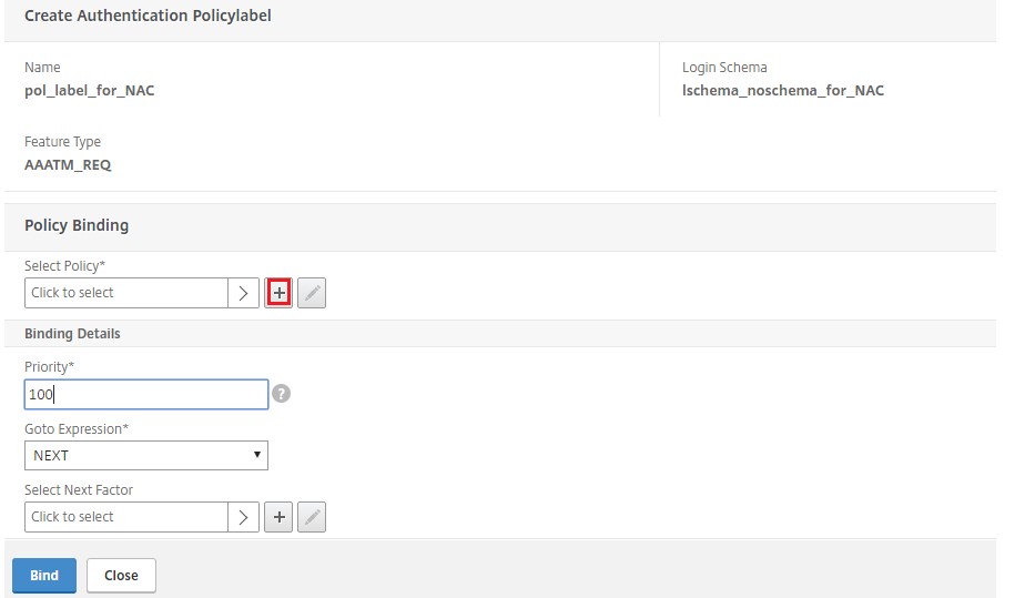 Select or create an authentication policy