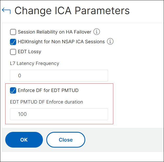 PMTUD parameter on GUI