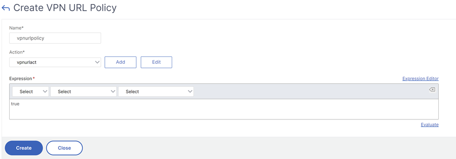 Create a VPN URL policy