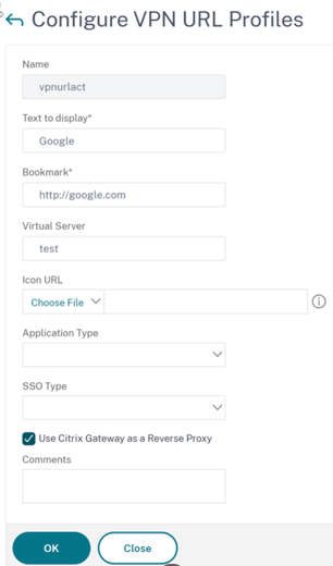 Create a VPN URL profile