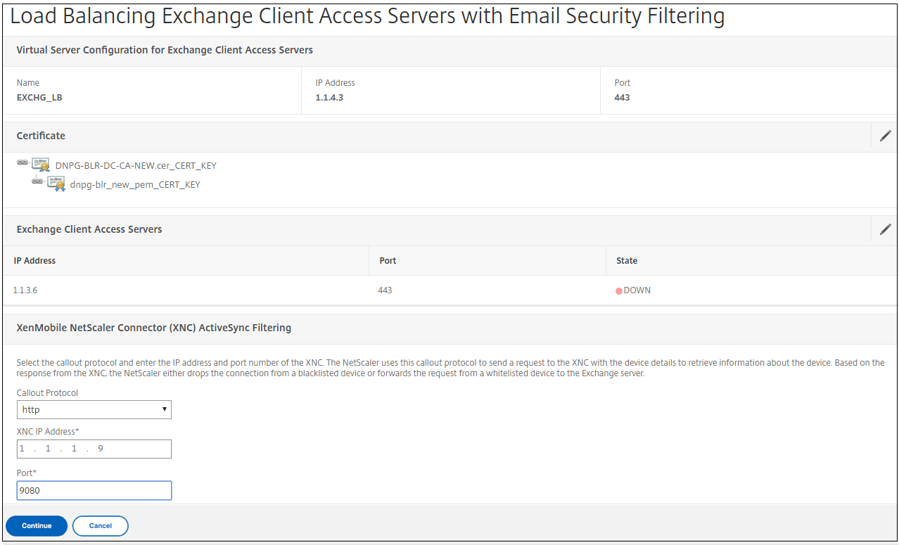 IP address and port details