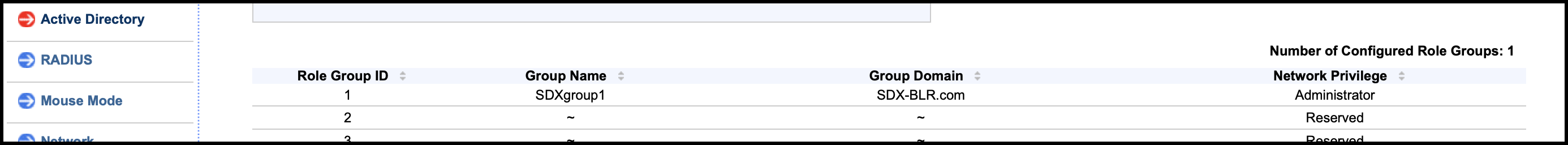 Save role group settings