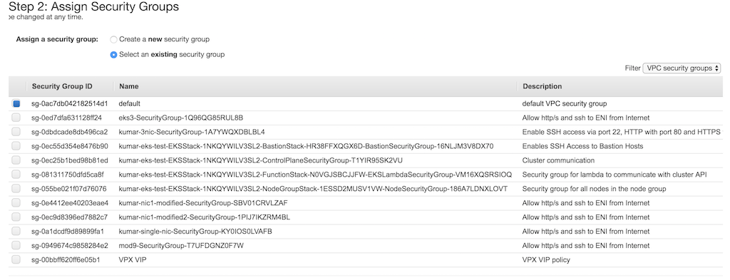 Classic Assign Security Group