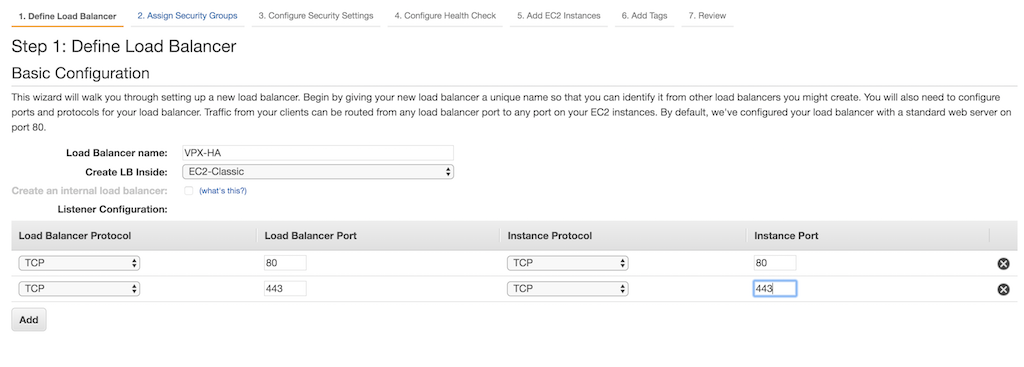 Classic Define Load Balancer
