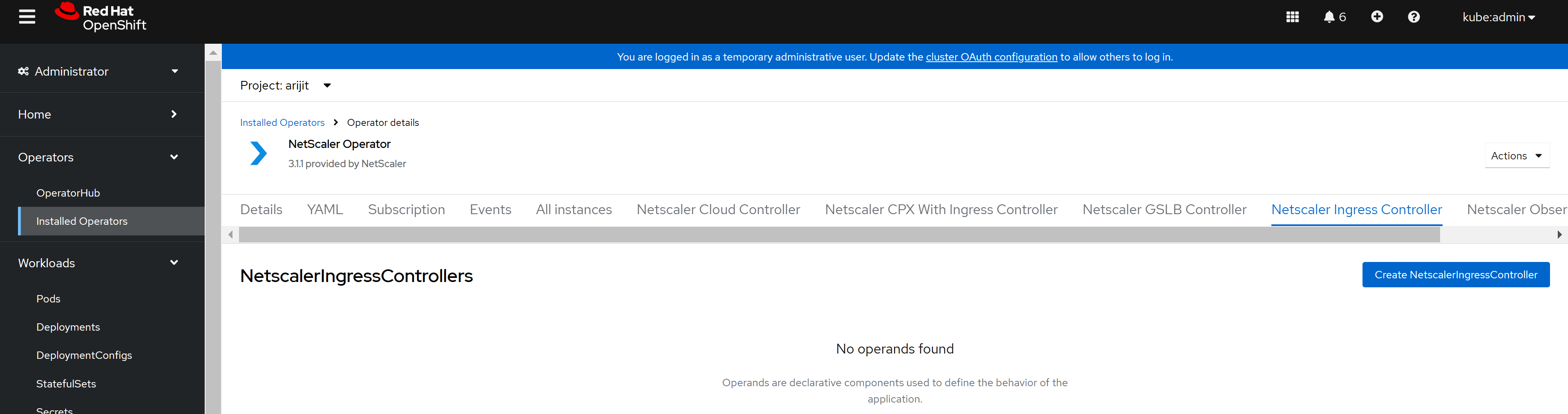 NetScaler NetScaler Ingress Controller Create