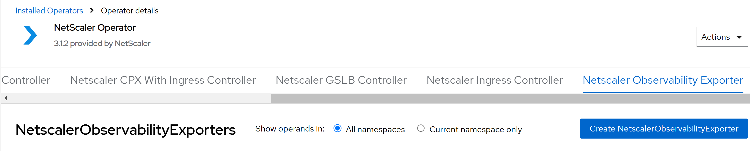 NetScaler Ingress Controller Create