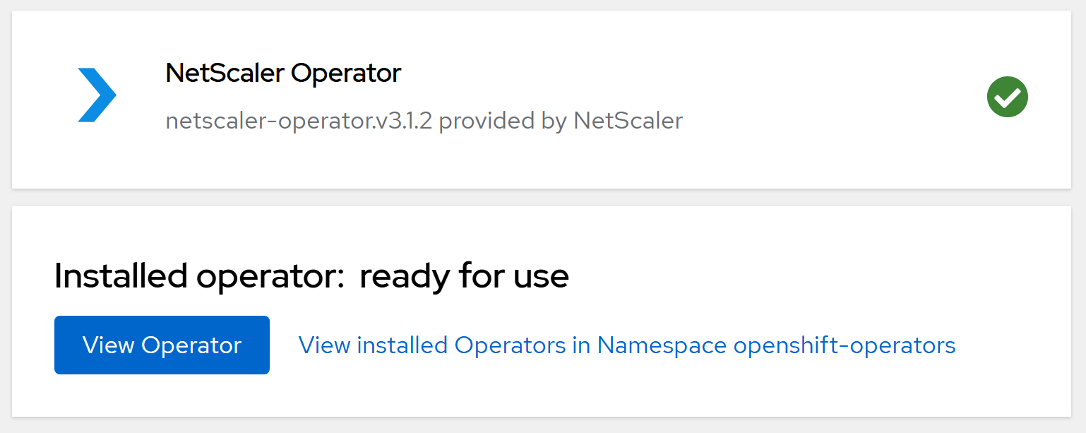 NetScaler Operator installation confirmation