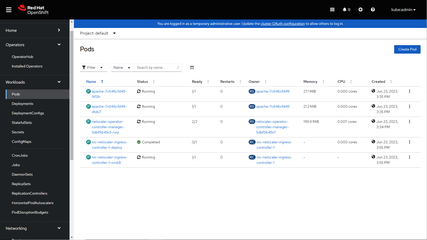 Application Pod UP and Running