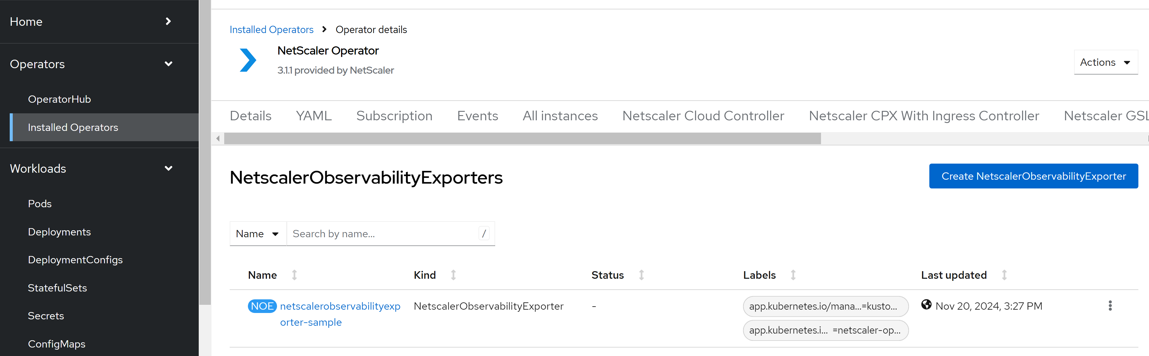 NetScaler Observability Exporter Instance