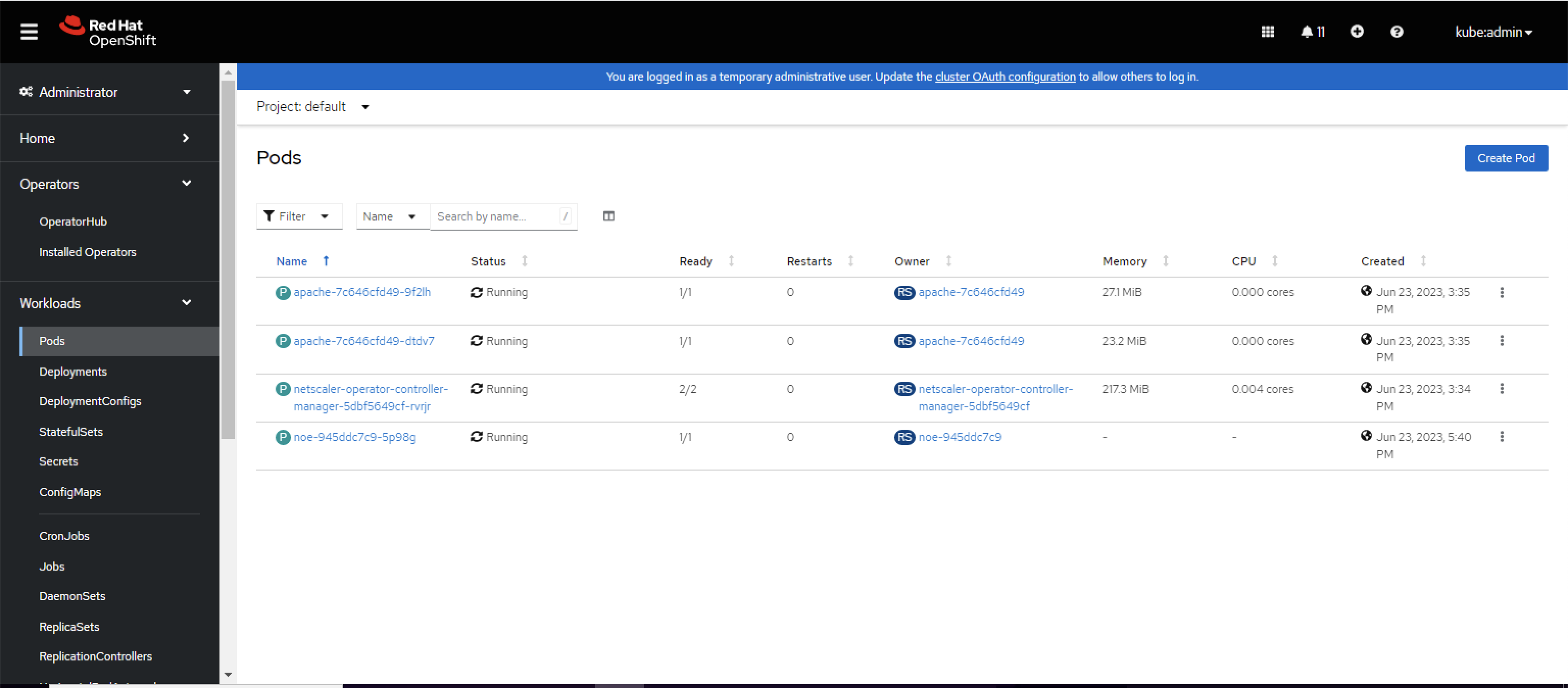 Application Pod UP and Running