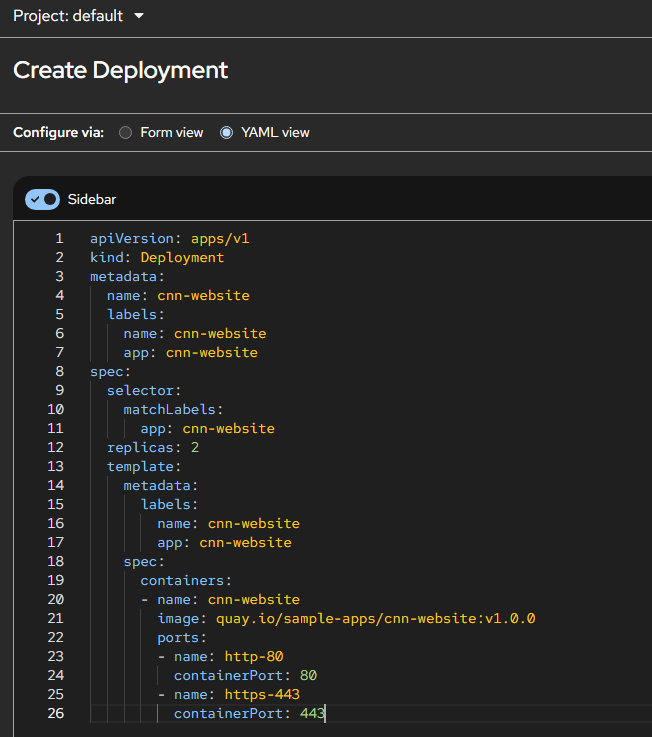 create deployment