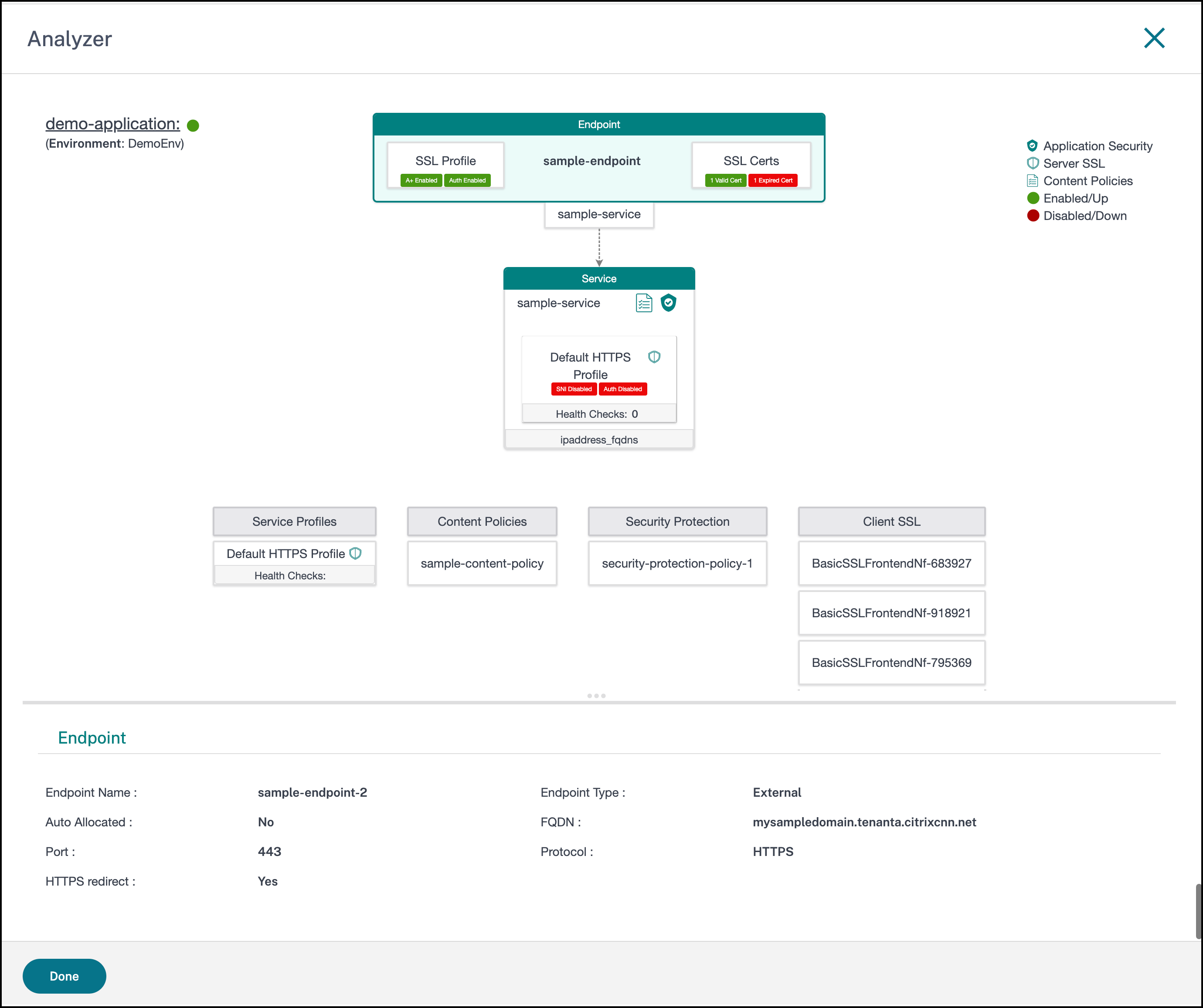 Detailed view of analyzer icon