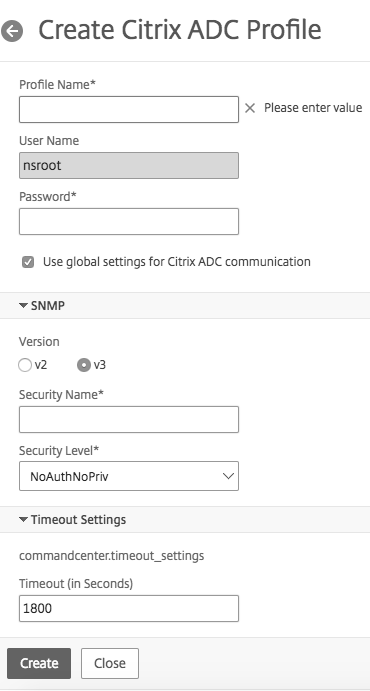 Admin profile SNMP
