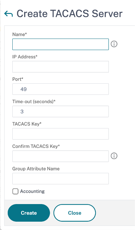 Create TACACS server