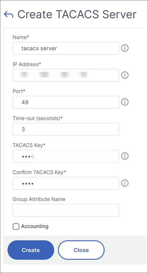 Create TACACS server