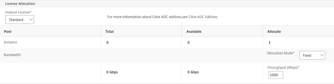 SDX VPX license allocation