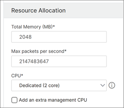 SDX VPX resource allocation